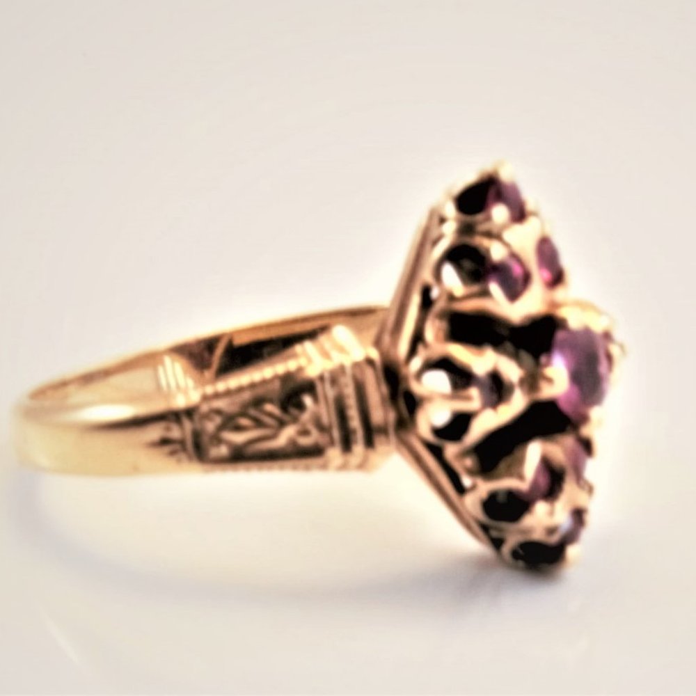 Victorian Ruby & Garnet Ring in 14K Yellow Gold